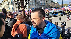 Řeporyjský starosta Pavel Novotný za ODS na Václavském náměstí v Praze, kde...