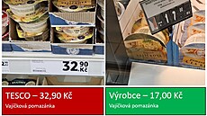 Vajíková pomazánka se v Tesku prodává o 15 korun drá, ne nabízí sám výrobce...