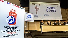 Tisková konference k pedstavení loga pro MS v hokeji 2024.