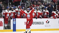 Dominika Lásková se raduje v zápase s Finskem.