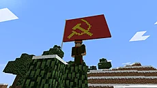 Ruská vlajka vyrobená v Minecraftu