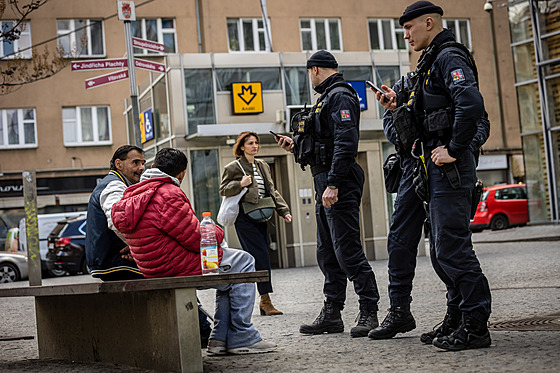 Policie i stráníci posílili hlídky v lokalit v okolí stanice metra Andl v...
