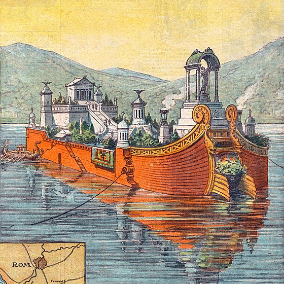 Caligulv plovoucí palác na jezee Nemi jin od íma