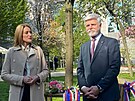 Prezident Petr Pavel a s pedsedkyní Evropského parlamentu Robertou Metsolaovou...