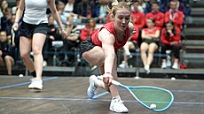 Momentka z mistrovství Evropy ve squashi v Helsinkách 2023