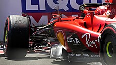 Charles Leclerc z Ferrari p�i kvalifikaci sprintu Velké ceny Ázerbájd�ánu...