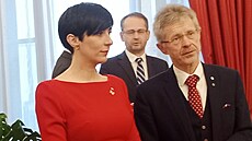 Pedsedkyn Snmovny Markéta Pekarová a éf Senátu Milo Vystril na konferenci...