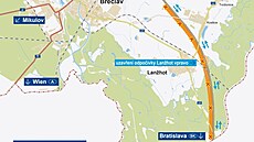 Plánek uzavírky dálnice D2, která potrvá od 1. kv�tna do 4. �ervna 2023.