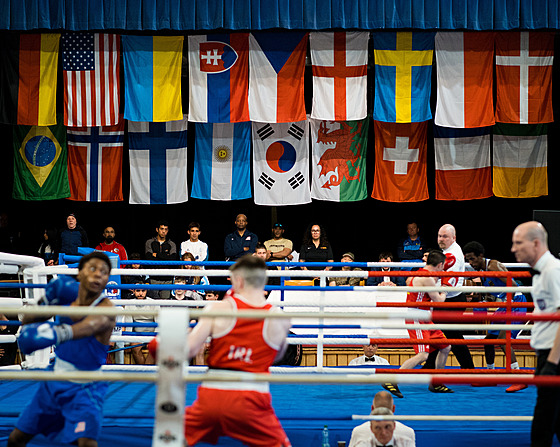 Vlajky úastnických stát Grand Prix Ústí nad Labem v boxu 2023.