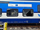 V nádraí v Chebu se srazil vlak s bagrem. (7. kvtna 2023)