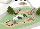 Vizualizace d�ev�n�ho d�tsk�ho h�i�t� s pta�� tematikou v are�u Budky Park,...
