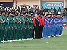 Afghánská kriketová reprezentace ped zápasem proti Pákistánu.