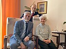 Prezident Petr Pavel, historik Eduard Stehlík a Zdena Ma�ínová (3. kv�tna 2023).