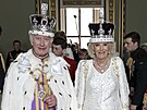 Král Karel III. a královna Camilla v den korunovace (Londýn, 6. kvtna 2023)