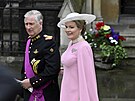 Belgický král Philippe a královna Mathilde na korunovaci britského krále Karla...