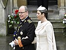 Monacký kníe Albert II. a knna Charlene na korunovaci britského krále Karla...