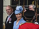 Mike Tindall a Zara Phillipsová na korunovaci britského krále Karla III....