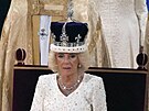 Královna Camilla v den korunovace britského krále Karla III. (Londýn, 6. kvtna...