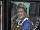 Princezna Kate po korunovaci britského krále Karla III. pi odjezdu z...