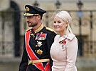 Norský korunní princ Haakon a korunní princezna Mette-Marit na korunovaci...