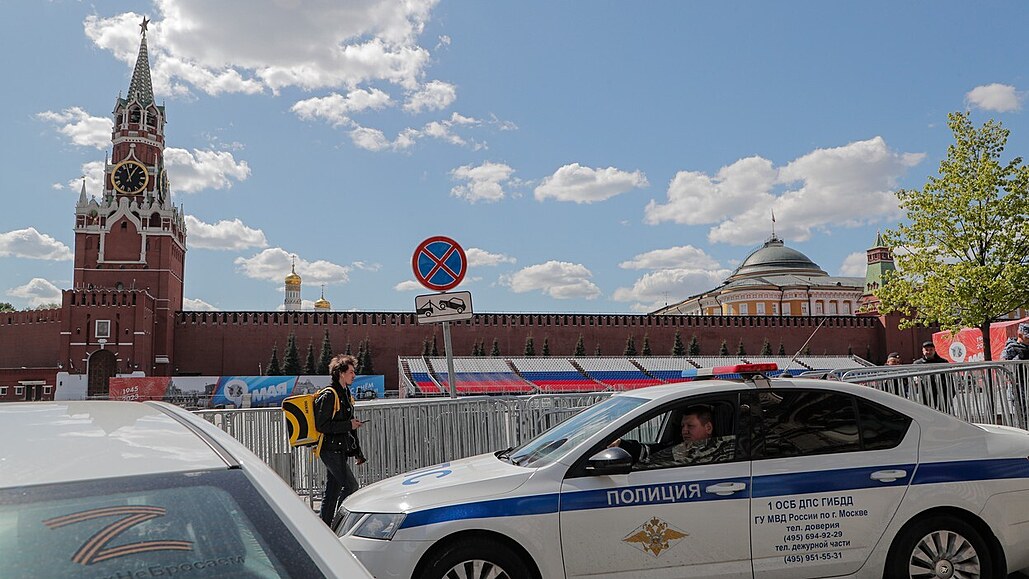 Protidronová opatení okolo Kremlu v Moskv (4. kvtna 2023)