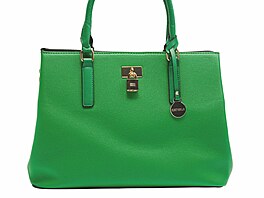 Elegantní hrákov zelená kabelka se zlatým kováním. Cena 699 K