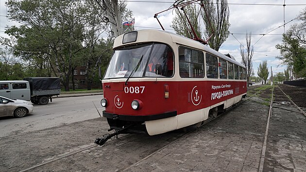 Slavnostní zprovoznění tramvajového provozu v Mariupolu (2. května 2023)