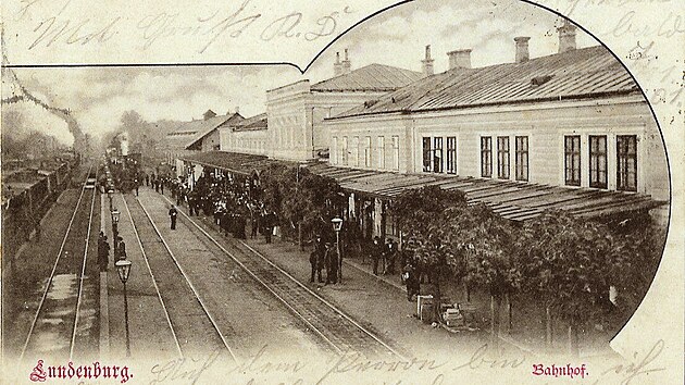 Nádraží Břeclav (Lundenburg) na Severní dráze císaře Ferdinanda v roce 1900