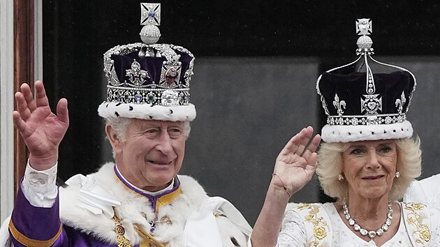 Britsk krl Karel III. a krlovna Camilla (Londn, 6. kvtna 2023)