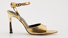 Zlaté páskové sandálky na vysokém podpatku, cena v obchod