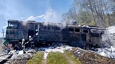 V Brjansku vykolejil vlak i v pondlí. (2. kvtna 2023)