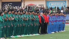 Afghánská kriketová reprezentace ped zápasem proti Pákistánu.
