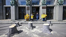 Zástupci organizace Greenpeace uspoádali ped budovou ministerstva zemdlství...