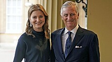 Belgická korunní princezna Elisabeth a král Philippe na recepci ped korunovací...