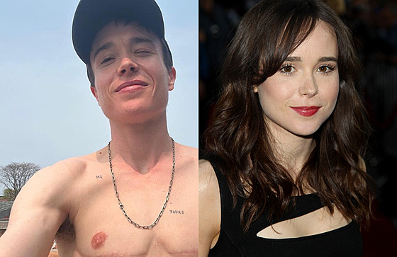 Herec Elliot Page v roce 2023 a 2013, tehdy jet jako hereka Ellen Page