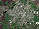 Satelitní snímek ukazuje pohled na Bachmut na Ukrajin. (8 kvtna 2022)
