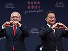 Turecký prezidentský kandidát Kemal Kiliçdaroglu (vlevo) a éf strany DEVA Ali...