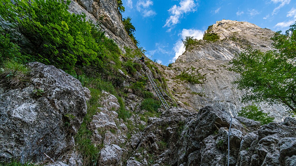 Ferrata Drachenwand v Mondsee.