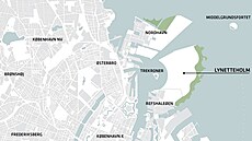 Umlý ostrov Lynetteholm má vzniknout na severovýchod Kodan.