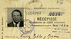 Picassova žádost o občanský průkaz. I tu vydaly archivy pařížské policejní...