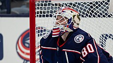 Loty�ský branká� Matiss Kivlenieks v brance Columbusu. S charakteristickým...