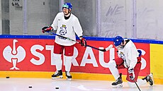 Filipové Chlapík a Chytil v dobré nálad� na tréninku �eské reprezentace.