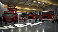Vizualizace nové výstavní haly praského Muzea MHD pro autobusy a silniní...
