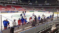 Středeční trénink hokejové reprezentace před startem mistrovství světa v...