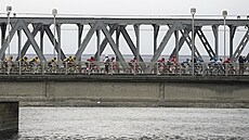 Peloton pekonává most bhem 11. etapy Giro d'Italia