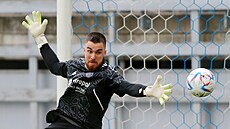 Jihlavský branká� Pavel Soukup v zápase s P�íbramí
