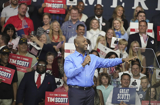 Senátor Tim Scott na zahájení své prezidentské kandidatury v Charlestonu. (22....