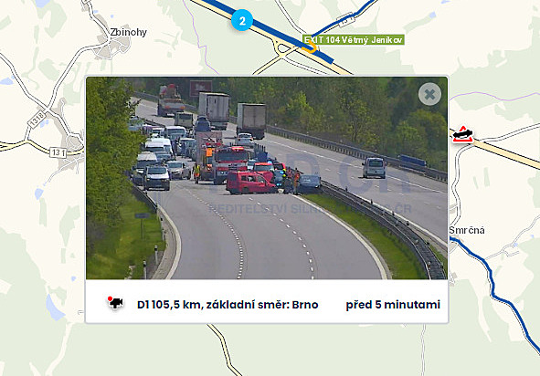 Nehoda uzavřela D1 u Větrného Jeníkova, kolona měla pět kilometrů