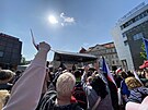 Demonstrace SPD v Liberci se zastnily stovky lid. (24. kvtna 2023)