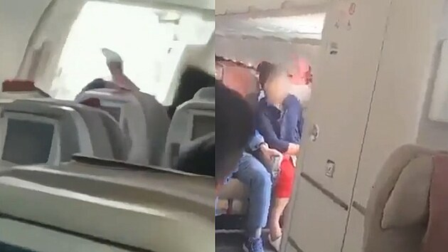 Pasažér otevřel dveře letadla za letu
